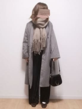 「SENSE OF PLACE by URBAN RESEARCH（センスオブプレイスバイアーバンリサーチ）のアイテム（ノーカラーコート）」を使った、i-waさん（レディース・153cm）の冬コーディネート