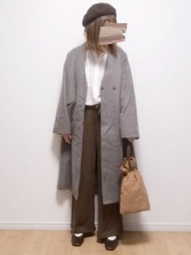 「SENSE OF PLACE by URBAN RESEARCH（センスオブプレイスバイアーバンリサーチ）のアイテム（ノーカラーコート）」を使った、i-waさん（レディース・153cm）の冬コーディネート