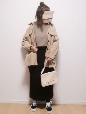 「ハーフアップ」｜「アイテム（ブルゾン）」を使った、i-waさん（レディース・153cm）の冬コーディネート