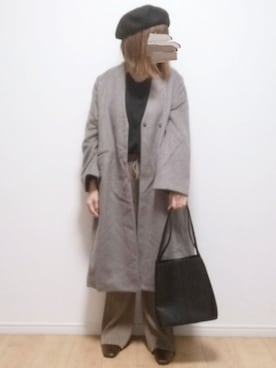 「SENSE OF PLACE by URBAN RESEARCH（センスオブプレイスバイアーバンリサーチ）のアイテム（ノーカラーコート）」を使った、i-waさん（レディース・153cm）の冬コーディネート