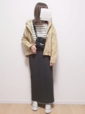 「SonnyLabel」｜「アイテム（マウンテンパーカー）」を使った、i-waさん（レディース・153cm）の春コーディネート