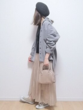 「polcadot」｜「アイテム（ハンチング/ベレー帽）」を使った、i-waさん（レディース・153cm）の春コーディネート