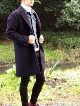 「UNIQLO（ユニクロ）のWOMEN ウルトラストレッチジーンズ（デニムパンツ）」を使った、Jiroさん（メンズ・168cm）の冬コーディネート