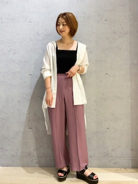 「黒サンダル」｜「アイテム（その他）」を使った、hanaeさん（レディース・160cm）の夏コーディネート