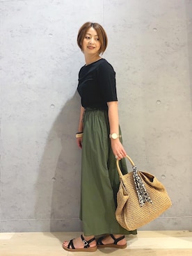 「お買い物」｜「アイテム（サンダル）」を使った、hanaeさん（レディース・160cm）の夏コーディネート