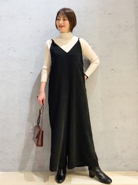 「レプシィム(LEPSIM)」｜「アイテム（オールインワン・サロペット）」を使った、hanaeさん（レディース・160cm）の冬コーディネート