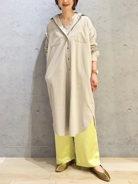 「LEPSIM（レプシィム）のアイテム（シャツワンピース）」を使った、hanaeさん（レディース・160cm）の冬コーディネート
