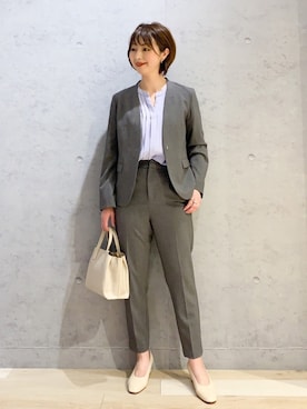 「スーツコーデ」｜「アイテム（その他）」を使った、hanaeさん（レディース・160cm）の冬コーディネート