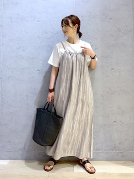 「アイテム（サンダル、ゴールド系）」を使った、hanaeさん（レディース・160cm）の春コーディネート