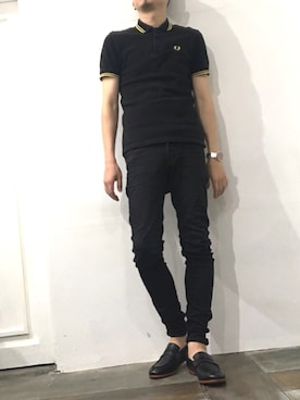 「フレッドペリー」｜「アイテム（スリッポン）」を使った、yamashitaさん（メンズ・171cm）の夏コーディネート