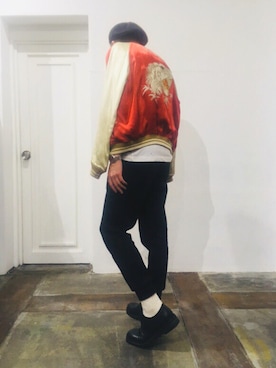 「The Flat Head（ザ・フラットヘッド）のアイテム（ブルゾン）」を使った、yamashitaさん（メンズ・171cm）の夏コーディネート