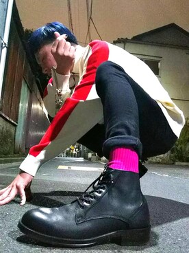 「whoop-de-doo（フープディドゥ）の来週くらいに入荷です！（ブーツ、ブラック系）」を使った、yamashitaさん（メンズ・171cm）の秋コーディネート