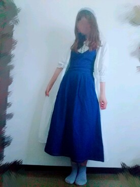 「エプロンワンピース」｜「アイテム（その他アウター）」を使った、sakiさん（レディース・161cm）の夏コーディネート