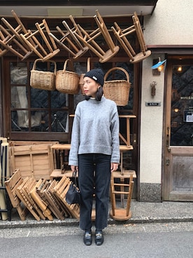 「SAINT JAMES（セントジェームス）のアイテム（帽子）」を使った、薄荷糖さん（レディース・161cm）の冬コーディネート