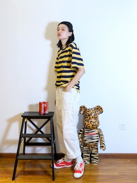 「UNDEFEATED （アンディフィーテッド）のアイテム（キャップ）」を使った、Imbygさん（レディース・173cm）の春コーディネート