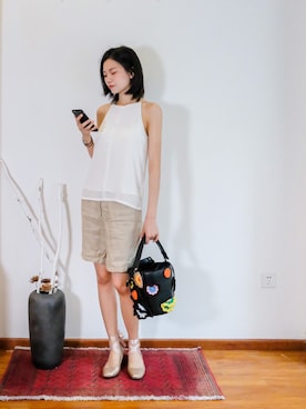 「JW Anderson（ジェイダブリューアンダーソン）のアイテム（トートバッグ）」を使った、Imbygさん（レディース・173cm）の春コーディネート