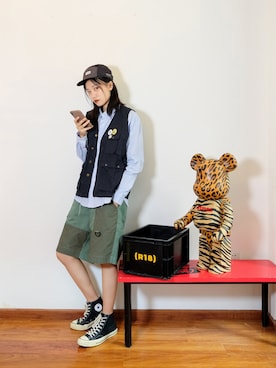 「CHUMS（チャムス）のアイテム（キャップ）」を使った、Imbygさん（レディース・173cm）の夏コーディネート