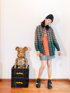「休闲」｜「アイテム（ニットキャップ/ビーニー）」を使った、Imbygさん（レディース・173cm）の秋コーディネート