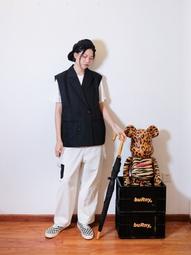 「休闲」｜「アイテム（ハンチング/ベレー帽）」を使った、Imbygさん（レディース・173cm）の秋コーディネート