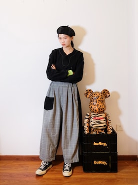 「盐系风格」｜「アイテム（チノパンツ）」を使った、Imbygさん（レディース・173cm）の秋コーディネート