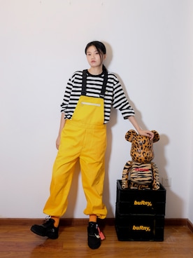 「oversize」｜「アイテム（サロペット/オーバーオール）」を使った、Imbygさん（レディース・173cm）の秋コーディネート