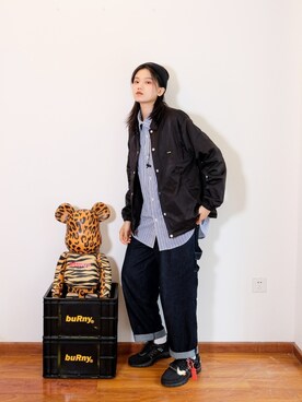 「国潮」｜「アイテム（スタジャン）」を使った、Imbygさん（レディース・173cm）の秋コーディネート