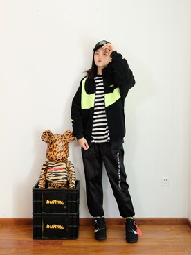 「国潮」｜「アイテム（スタジャン）」を使った、Imbygさん（レディース・173cm）の冬コーディネート
