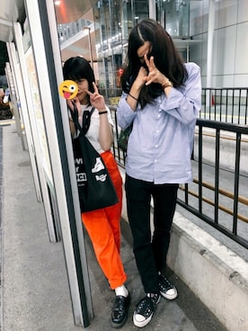 「UU（ユニクロ　アンダーカバー）のアイテム（パンツ）」を使った、さ。さん（レディース・163cm）の秋コーディネート