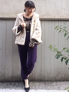 「VINTAGE（ヴィンテージ）のアイテム（その他パンツ）」を使った、古着屋RAINBOWさん（レディース・155cm）の冬コーディネート