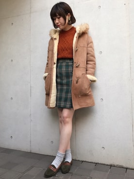 「古着屋」｜古着屋RAINBOWさん（レディース・155cm）の冬コーディネート