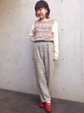 「赤い靴」｜古着屋RAINBOWさん（レディース・155cm）の冬コーディネート