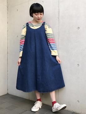 「アイテム（ワンピース）」を使った、古着屋RAINBOWさん（レディース・155cm）の春コーディネート