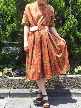 「古着屋」｜古着屋RAINBOWさん（レディース・155cm）の夏コーディネート