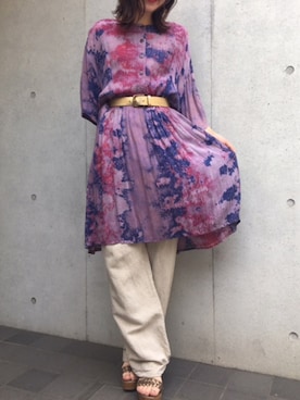 「古着屋」｜古着屋RAINBOWさん（レディース・155cm）の夏コーディネート