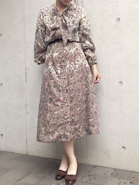 「ヴィンテージワンピース」｜古着屋RAINBOWさん（レディース・155cm）の夏コーディネート