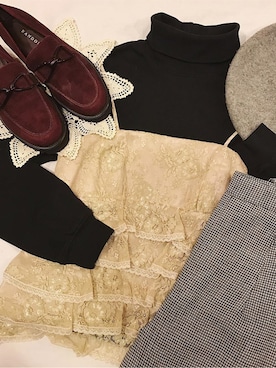 「甘辛mix」｜古着屋RAINBOWさん（レディース・155cm）の秋コーディネート