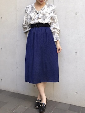 「ネイビー×ホワイト」｜古着屋RAINBOWさん（レディース・155cm）の秋コーディネート