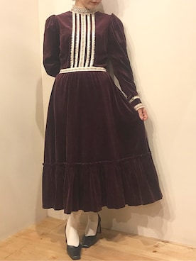 「ヴィンテージワンピース」｜古着屋RAINBOWさん（レディース・155cm）の秋コーディネート