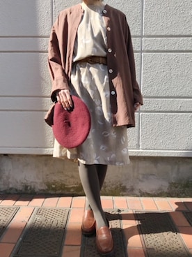「レトロワンピース」｜古着屋RAINBOWさん（レディース・155cm）の春コーディネート