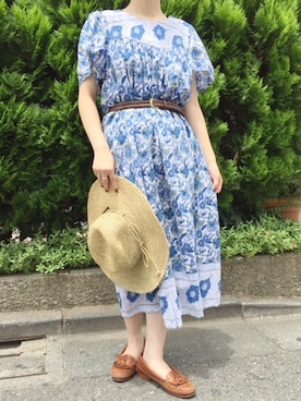 「メッシュベルト」｜「アイテム（ワンピース/ドレス）」を使った、古着屋RAINBOWさん（レディース・155cm）の夏コーディネート