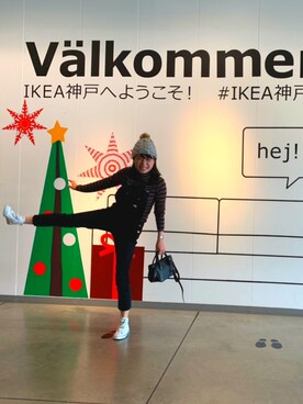 「無印良品（ムジルシリョウヒン）のアイテム（ニット/セーター、ブラック系）」を使った、かなさん（レディース・158cm）の秋コーディネート