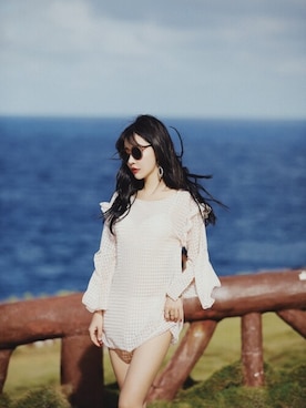 「ワッフル」｜「アイテム（水着/着物・浴衣）」を使った、OSYAREVOさん（レディース・163cm）の夏コーディネート