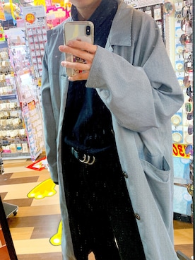 「アイテム（トレンチコート、シルバー系）」を使った、ten0103さん（メンズ・175cm）の春コーディネート