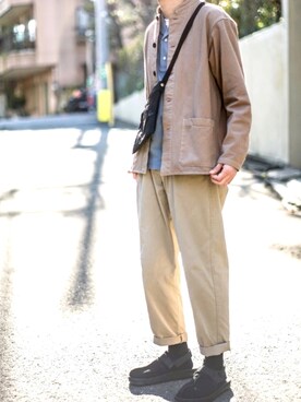 平(taira)さんの「スーピマコットンオープンカラーポロシャツ（半袖）＋E」を使ったコーディネート