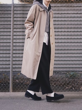 「ダウンベスト」｜「アイテム（ステンカラーコート）」を使った、平(taira)さん（メンズ・167cm）の秋コーディネート