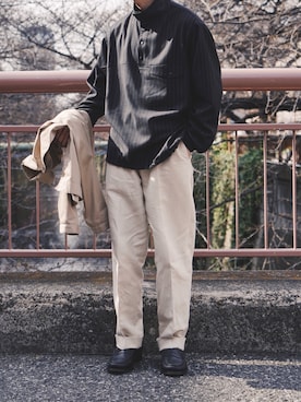 「スナップT」｜「アイテム（ジャケット/アウター）」を使った、平(taira)さん（メンズ・167cm）の春コーディネート