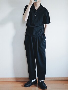 平(taira)さんの「スーピマコットンオープンカラーポロシャツ（半袖）＋E」を使ったコーディネート