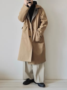 「SLICK（スリック）のアイテム（ステンカラーコート）」を使った、平(taira)さん（メンズ・167cm）の秋コーディネート
