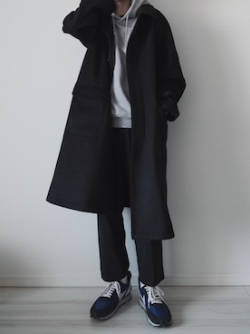 「SLICK（スリック）のアイテム（ステンカラーコート）」を使った、平(taira)さん（メンズ・167cm）の冬コーディネート