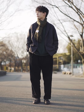 「N.HOOLYWOOD（N.ハリウッド）のアイテム（テーラードジャケット）」を使った、平(taira)さん（メンズ・167cm）の冬コーディネート